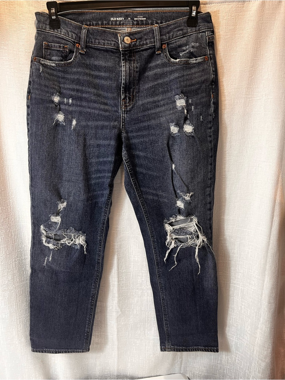 Old Navy Boyfriend Mid Rise Distressed Dark Wash Jeans Size 10